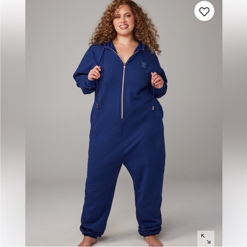 Savage x Fenty Forever Savage Hooded Fleece One Piece Jumpsuit Navy Blue 3X Cozy